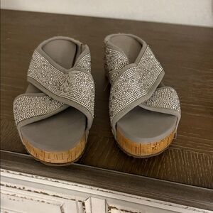 Copper Key Silver and Gray Platform Sandals